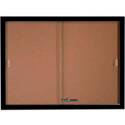 Aarco 2 porte aluminium encadré babillards w / porte coulissante noir Pc - 48" W x 36" H