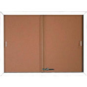 Aarco 2 porte aluminium encadré babillards w / porte coulissante blanc Pc - 48" W x 36" H