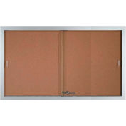 Aarco 2 porte aluminium encadré babillards w / porte coulissante - W 60" x 36" H