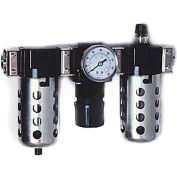 Arrow 3/8" Modular FRL W/End Ports C33453, Gauge, Poly Bowl, Manual & Ultra Fog Lubricator