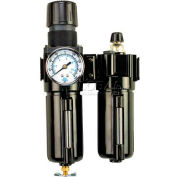 Arrow 1/4" Mod F/R & Lubricator W/End Ports VC70352W, Gauge, Metal Bowl W/Sight, Manual, OSHA Valve