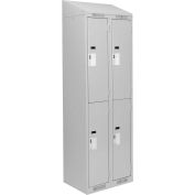 Clean-Line Assembled 2-Tier Lockers - 2 Lockers Wide w/ Slope Top - Gray