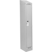 Clean-Line Assembled 1-Tier Lockers - 1 Locker Wide w/ Slope Top & Recessed Base - Gray