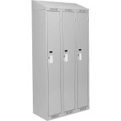 Clean-Line Assembled 1-Tier Lockers - 3 Lockers Wide w/ Slope Top - Gray