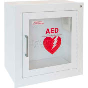 AED Cabinet Fully Recessed, Flat Trim X 6 3/4", 85 Db Audible Alarm, Steel