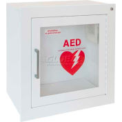 AED Cabinet Fully Recessed, Flat Trim X 6 3/4", 85 Db Audible Alarm, Steel