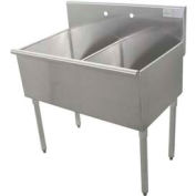 Avance Tabco® 4-42-48-X Budget Kitchen Sink, 2 Compartment, 24L x24W Bowl.430 Acier inoxydable