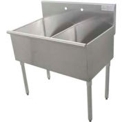 Advance Tabco® 4-42-48-X Budget Kitchen Sink, 2 Compartment, 24L x24W Bowl.430 Stainless Steel