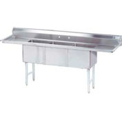 Advance Tabco® FC-3-2424-24RLX NSF Fabricated 3 Compartment Sink, 24L Left & Right Drainboards