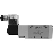 Aignep USA 3/2 Open Single Solenoid Valve, Ext Pilot G 1/8, 24V DC/2W Coil, LED Connection