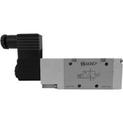 Aignep USA 3/2 Open Single Solenoid Valve, Ext Pilot 1/4 NPTF, 24V AC/5VA Coil, Black Connection