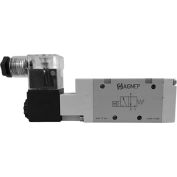 Aignep USA 3/2 Closed Single Solenoid Valve, Pilot/Spr Return 1/4 NPTF, 24V DC/2W Coil, LED Conn.