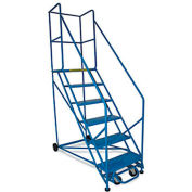 Escalier mobile sur roues, 70 po, 7 marches, inclinaison de 50 degrés, capacité de 400 lb, bleu
