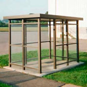 Heavy Duty Bus, abri fumeur toit plat 3-face avant ouverte 5' x 10' Bronze