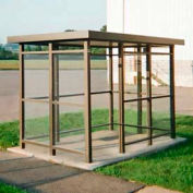 Heavy Duty Bus Smoking Shelter Flat Roof 3-Sided Front Open 6' x 12' Bronze
