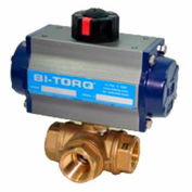 BI-TORQ 3/4" 3-Way L-Port laiton TNP robinet à tournant sphérique W / Dbl. Acting Pneum. actionneur