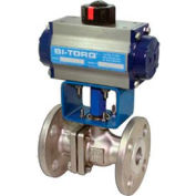 BI-TORQ 1" SS Split Body ANSI 150# Flanged Ball Valve W/Spring Ret. Pneum. Actuator