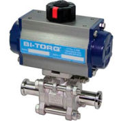 BI-TORQ 3/4" 3-Pc SS sanitaires bride vanne à bille fin W / Dbl. Acting Pneum. actionneur