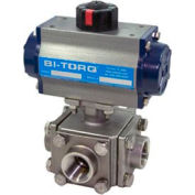 CPLE BI 1-1/4" 3-Way L-Port Inox NPT filetée Ball W/Spring RET Pneum. actionneur