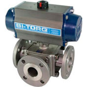 BI-TORQ 2" 3-Way L-Port SS 150# vannes à brides Ball W / Dbl. Acting Pneum. actionneur