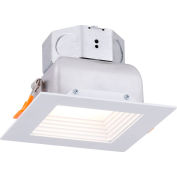 Éclairage Amax 4 » Carré LED Baffle Recess Down Light, 9W, 120V, 3000K, Blanc