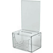 Global Approved 206388 Small Suggestion Box W/ Pocket, Lock & Keys, Clear, 5.5" x 3.5" ,1 Piece