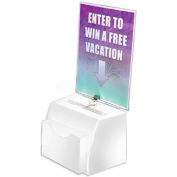 Global Approved 206776 Small Molded Suggestion Box W/ Pocket Lock & Key, White, 5.5" x 3.5", Acrylic