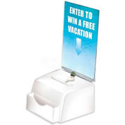 Global Approved 206777 Large Molded Suggestion Box W/ Pocket Lock & Key, White, 7.75" x 6", Acrylic