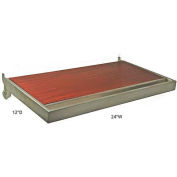Azar Displays 300957 12" Deep Wooden Shelf W/ Hangrail, 24" Wide, Satin Nickel ,1 Piece
