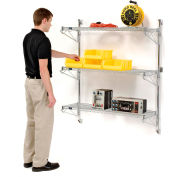 Nexel® Chrome Wall Mount Wire Shelving 60"W x 14"D x 54"H 3 - Shelf Starter