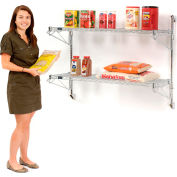 Nexel® Chrome Wall Mount Wire Shelving 42"W x 18"D x 34"H 2 - Shelf Starter