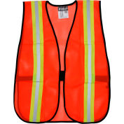 MCR Safety V201R Orange Safety Vest, bandes réfléchissantes 2 », polyester, sangles latérales, taille unique