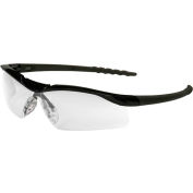 MCR Safety DL110 Crews Dallas Wraparound Safety Glasses, Black Frame, Clear Lens, Hard-Coat