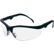 MCR Safety K3H20 Klondike® Plus Magnifier Safety Glasses, 2.0 Magnifier, Clear Lens