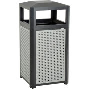 Safco® Outdoor Perforated Steel Side Opening Trash Can, 38 Gallon, Black