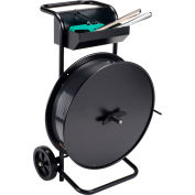 Pac Strapping Polyester Kit w/ Tensioner/Sealer/Seals & Cart, 5800'L x 1/2" Strap Width Coil, Black