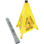Impact® Pop Up Safety Cone 20" Yellow/Black, Multi-Lingual  - Pkg Qty 4