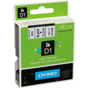 DYMO® D1 étiquettes Standard 1/2" noir sur transparent, qté par paquet : 5