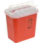 Conteneur d’objets coupants Covidien Biohazard 2 gallons avec couvercle à ouverture horizontale-Drop, rouge