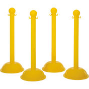 Mr. Chain Heavy Duty Plastic Stanchion Post, Plastic, 41"H, Yellow, 4 Pack
