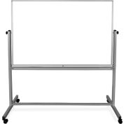 Tableau blanc réversible industriel ™ mobile mondial avec cadre argenté, 96 « x 48 »