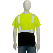 OccuNomix Class 2 Classic Black Bottom T-Shirt with Pocket Yellow, L, LUX-SSETPBK-YL