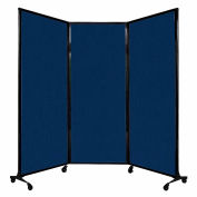 Panneau de cloison acoustique portatif, tissu 80"x8'4 », avec roulettes, bleu marine