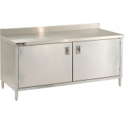 Aero Manufacturing 304 Table d’armoire en acier inoxydable, 60 x 24 po, dosseret de 4 po, portes battantes