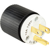Bryant BRY5266NP TECHSPEC® Straight Blade Plug, 15A, 125V, Black/White