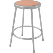 Interion® 24"H Steel Work Stool with Hardboard Seat - Backless - Gray - Pack of 2