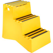 Marchepied en plastique à 3 marches – jaune, 20 po larg. x 33 1/2 po prof. x 28-1/2 po haut. – ST-3