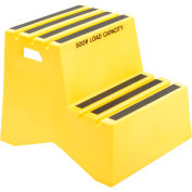 Marchepied en plastique à 2 marches – jaune, 21 po larg. x 24 1/2 po prof. x 19-1/2 po haut. – ST-2
