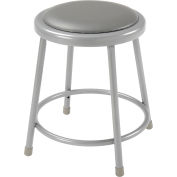 Interion® 18"H Steel Work Stool with Vinyl Seat - Backless - Gray - Pack of 2