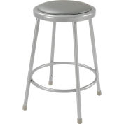 Interion® 24"H Steel Work Stool with Vinyl Seat - Backless - Gray - Pack of 2